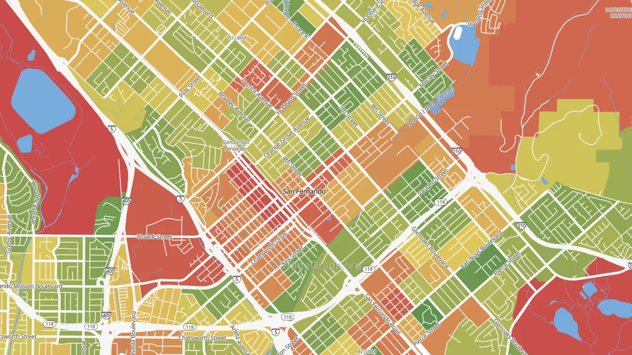 91340, CA Map of Drug-Related Crime Rates