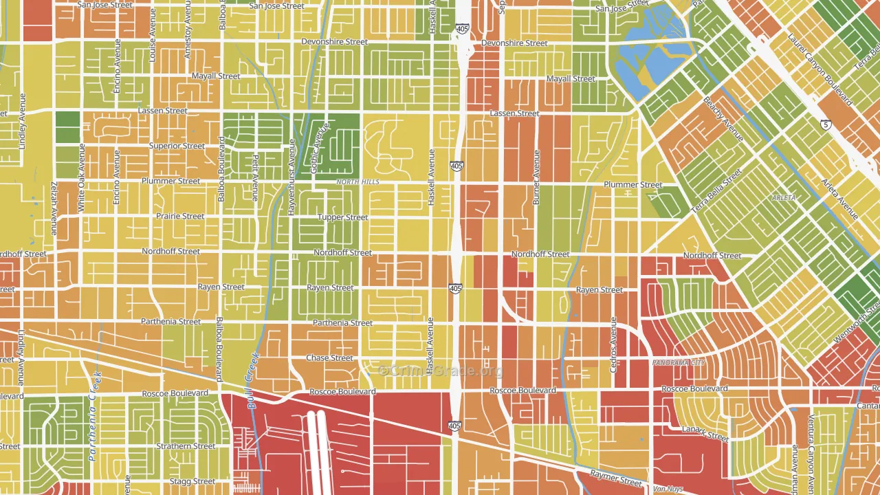 91343, CA Map of Drug-Related Crime Rates