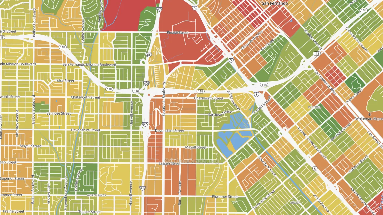 91345, CA Map of Drug-Related Crime Rates
