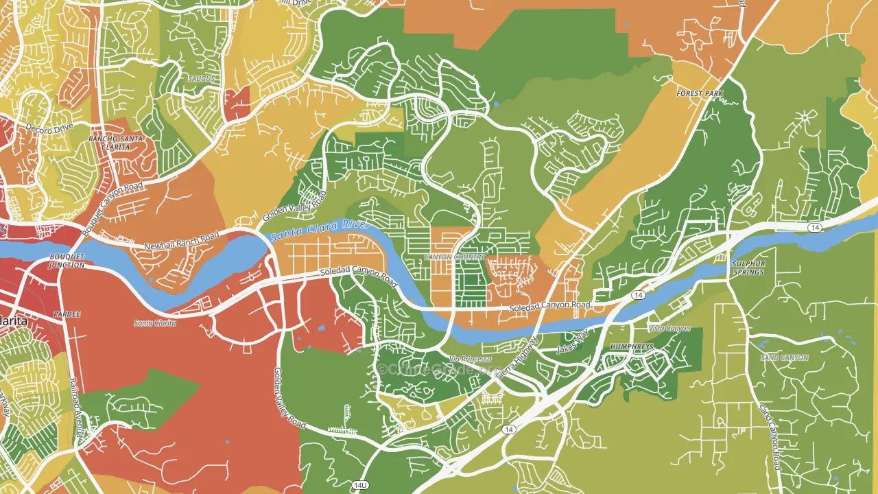 91351, CA Map of Drug-Related Crime Rates