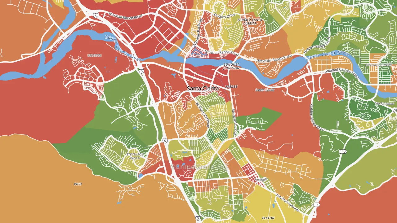 91355, CA Map of Drug-Related Crime Rates