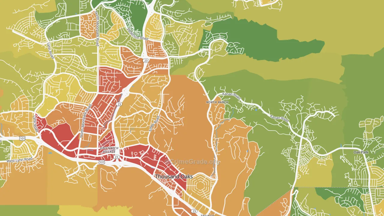91362, CA Map of Drug-Related Crime Rates