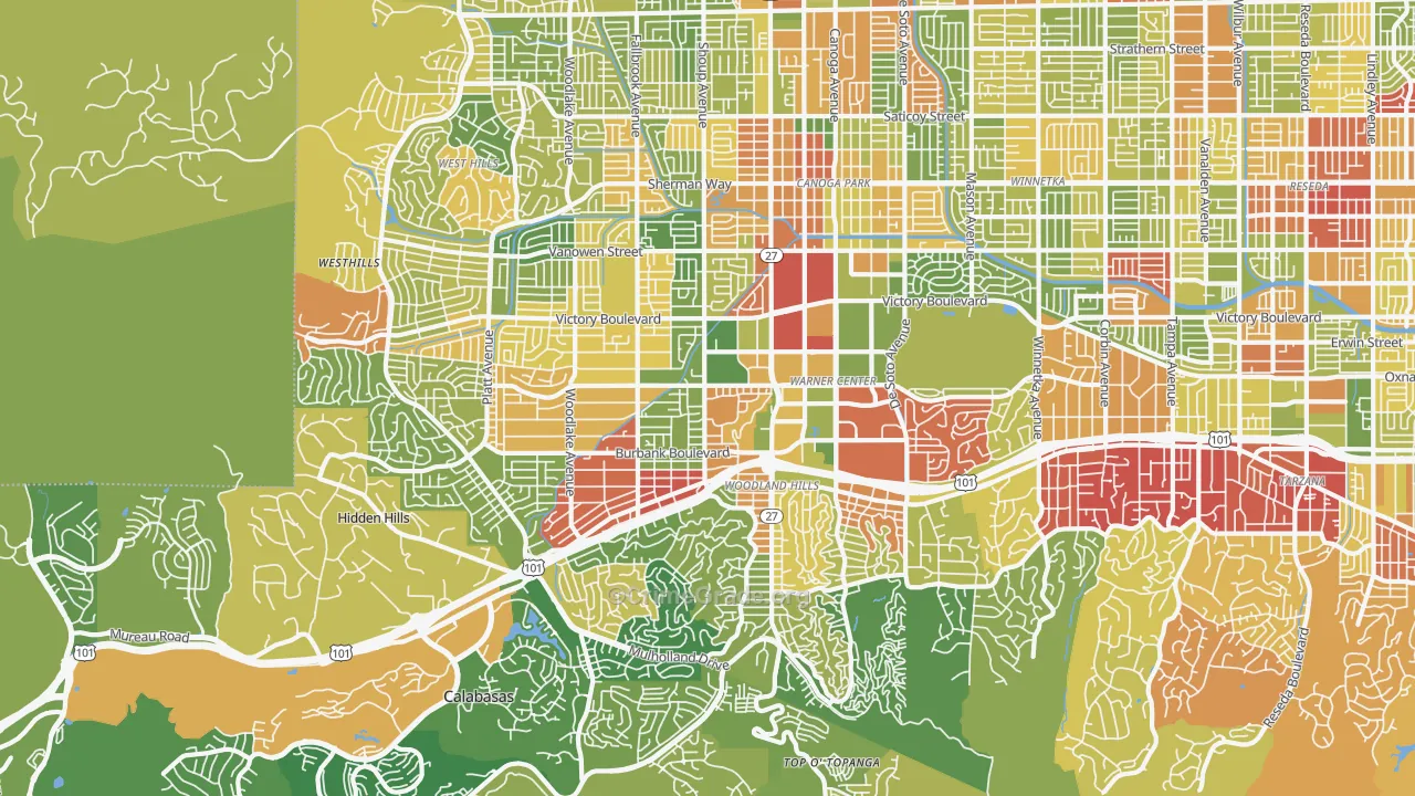91367, CA Map of Drug-Related Crime Rates