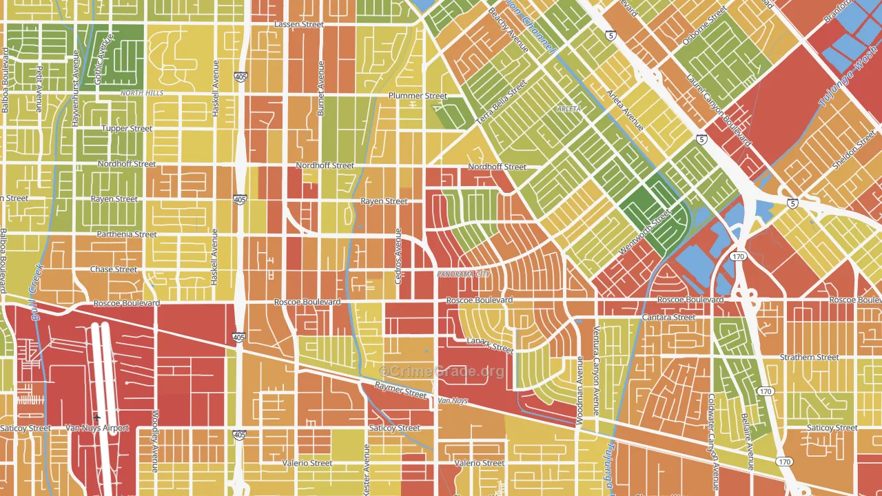 91402, CA Map of Drug-Related Crime Rates
