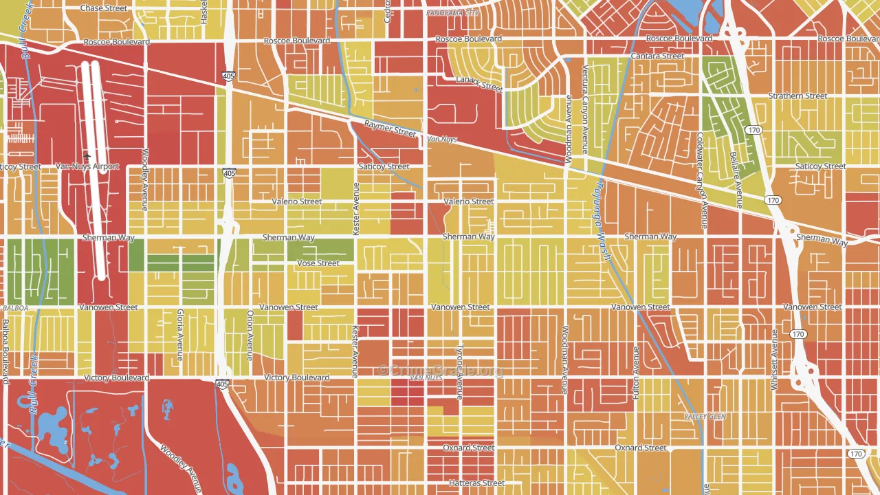 91405, CA Map of Drug-Related Crime Rates