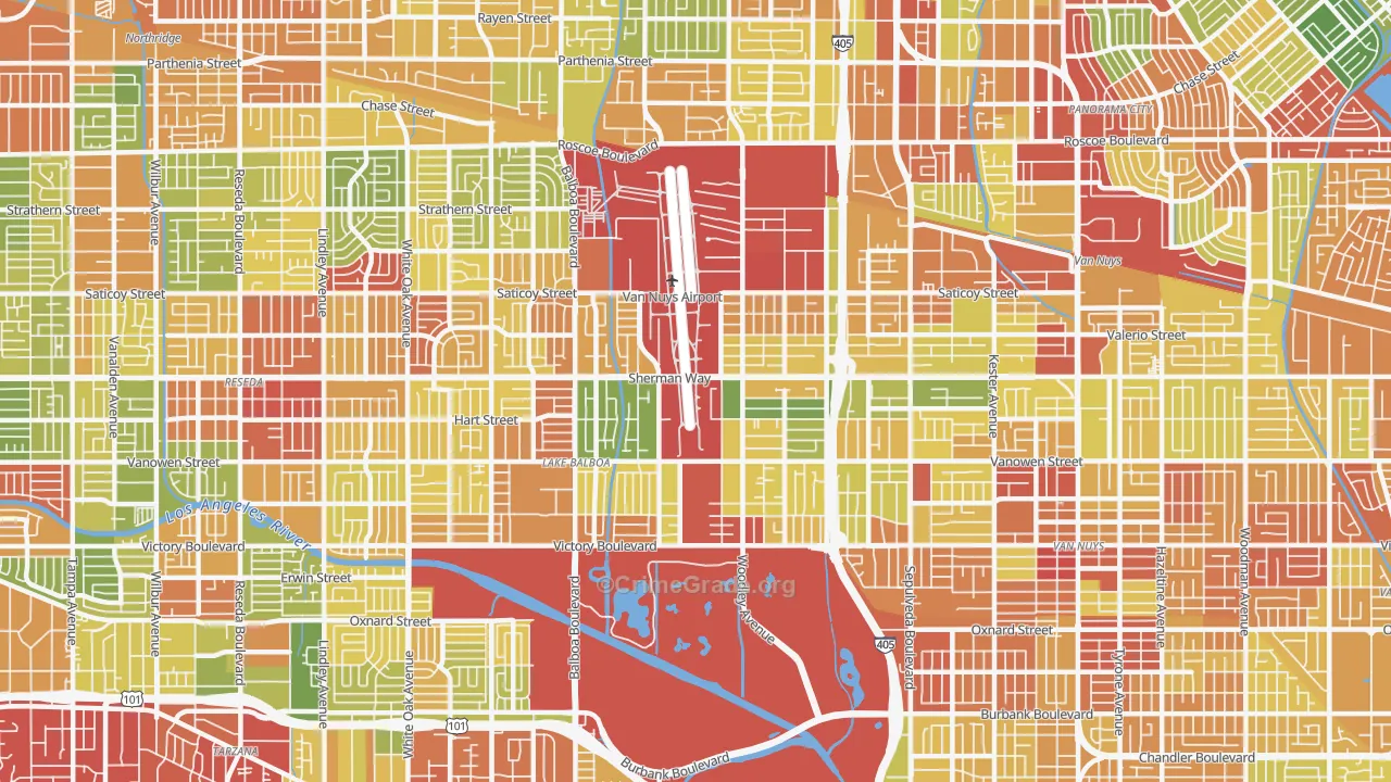 91406, CA Map of Drug-Related Crime Rates