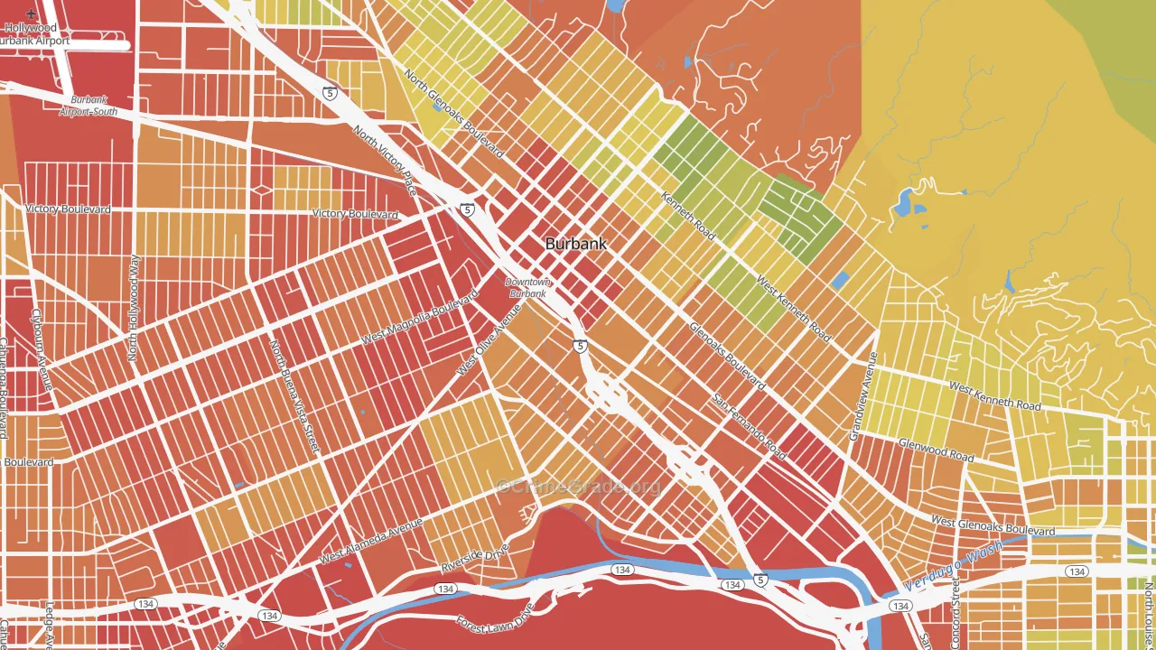 91502, CA Map of Drug-Related Crime Rates