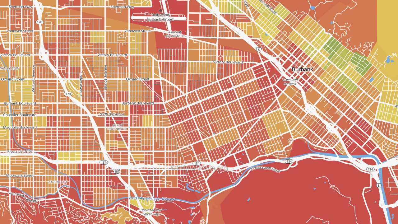 91505, CA Map of Drug-Related Crime Rates