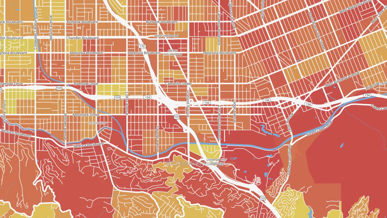 91602, CA Map of Drug-Related Crime Rates