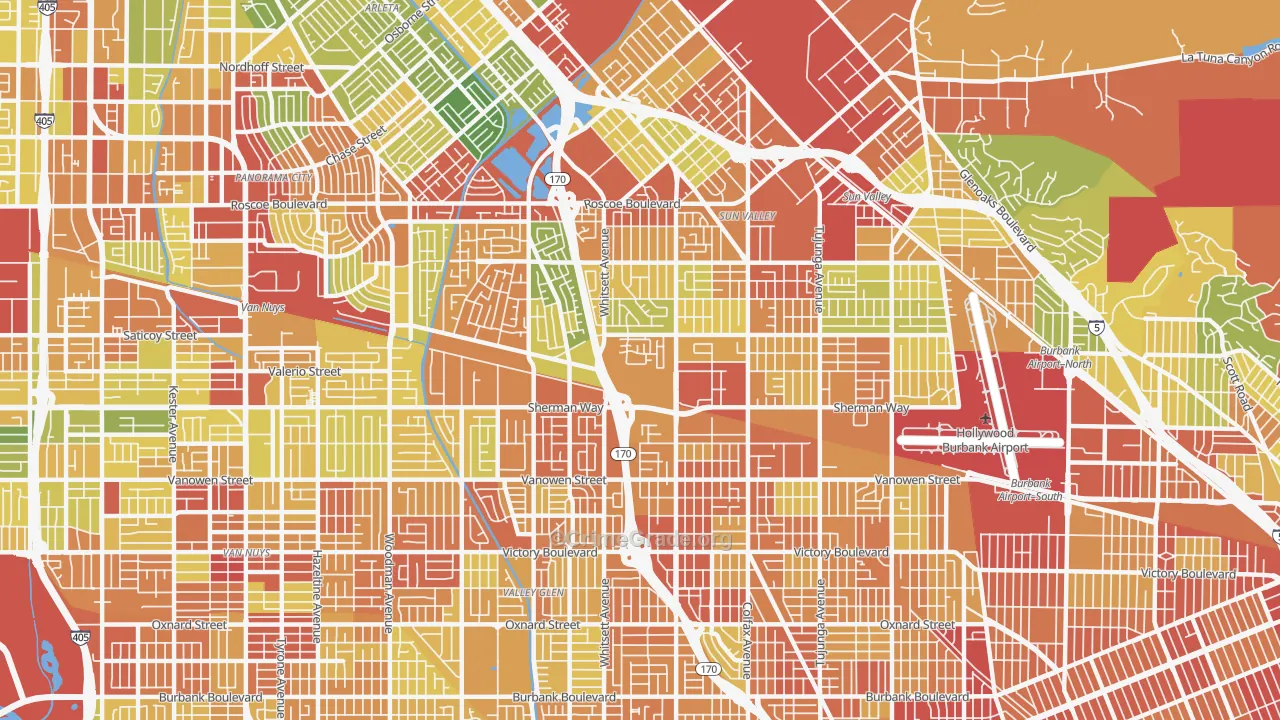 91605, CA Map of Drug-Related Crime Rates