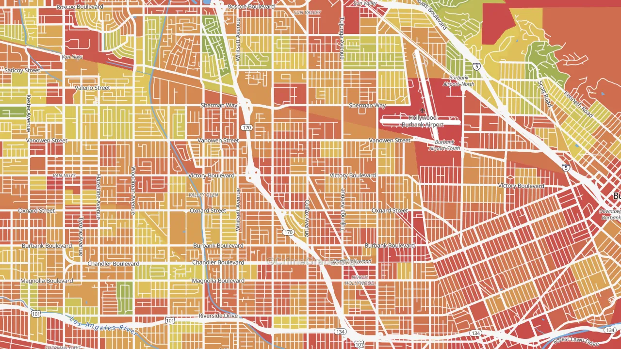 91606, CA Map of Drug-Related Crime Rates
