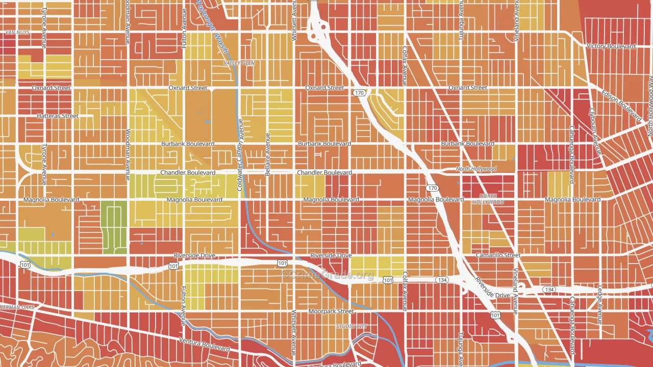 91607, CA Map of Drug-Related Crime Rates
