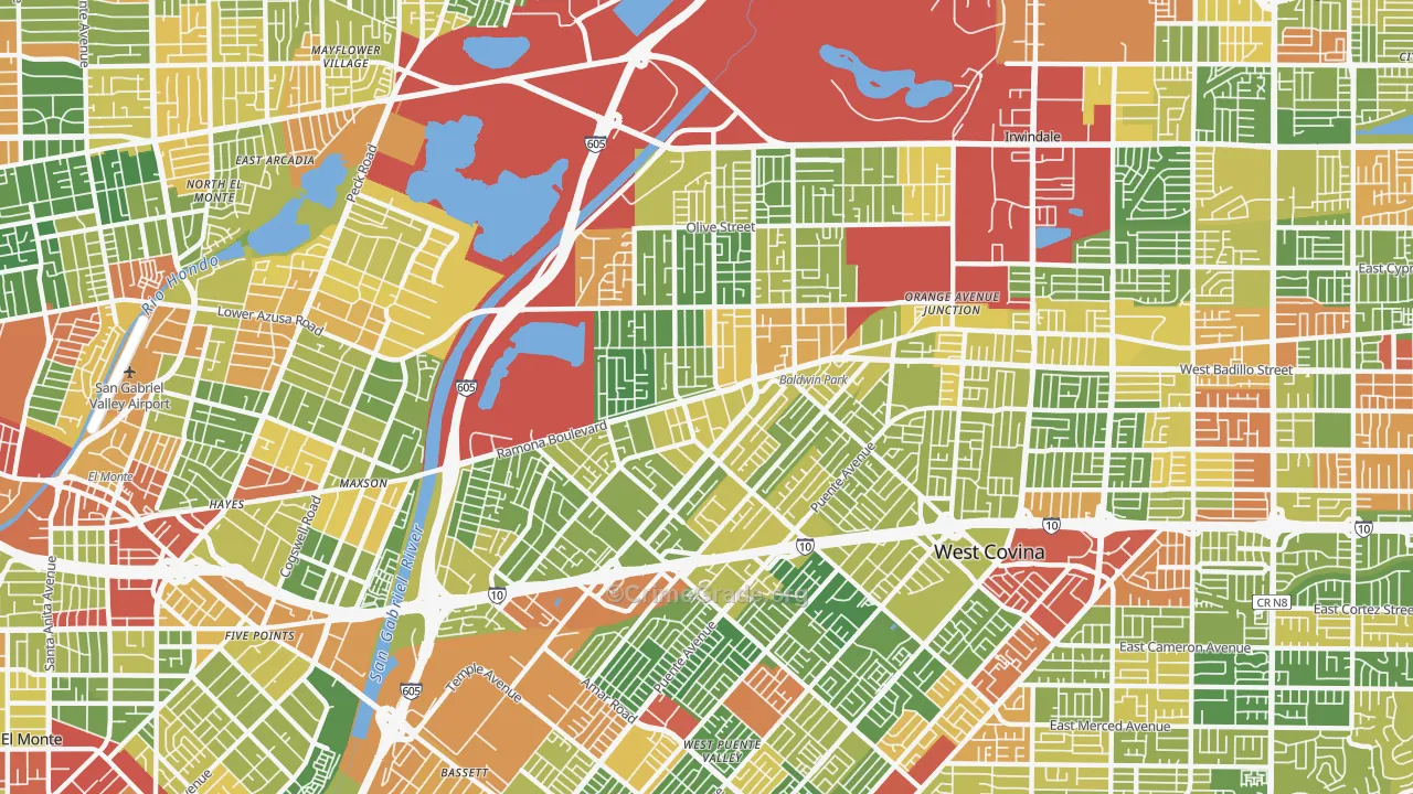 91706, CA Map of Drug-Related Crime Rates