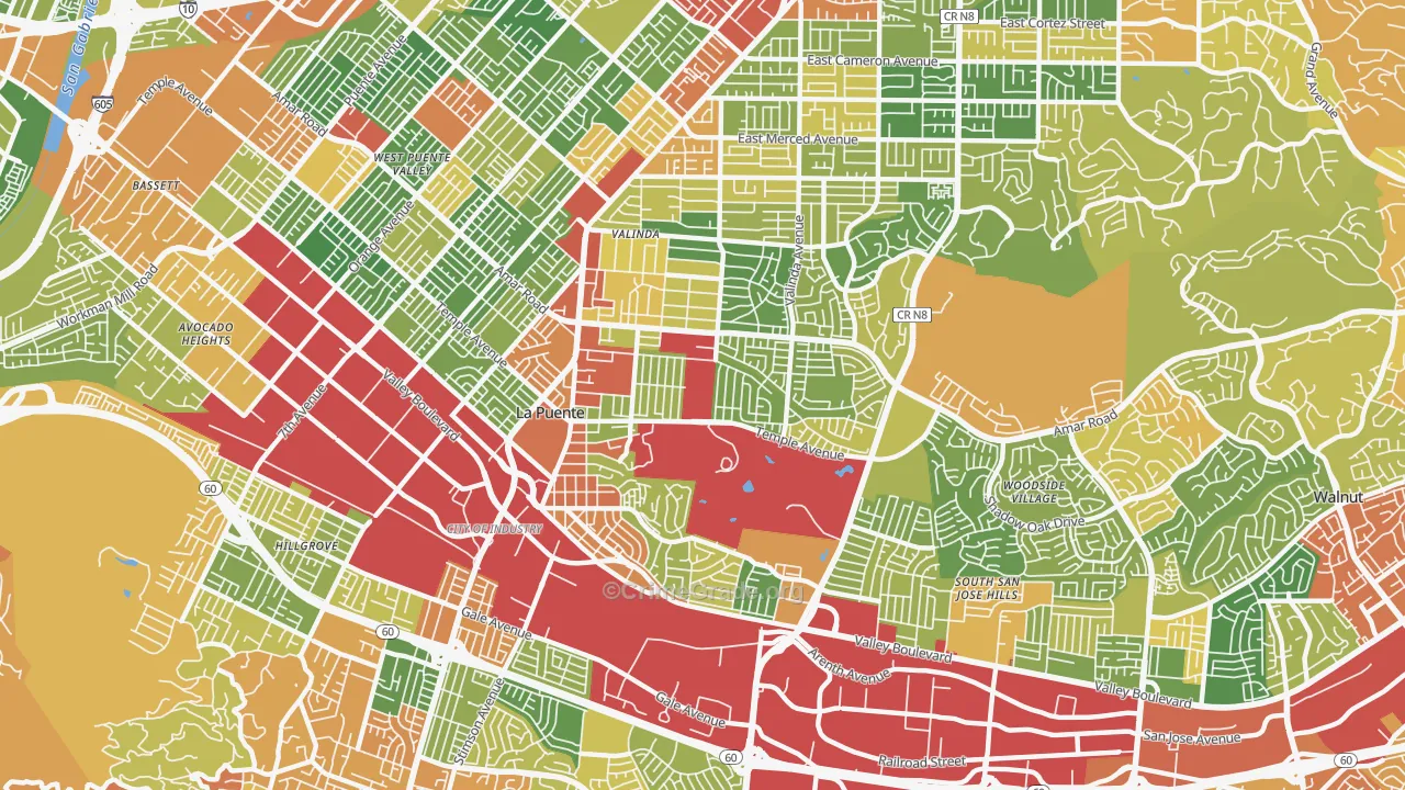 91744, CA Map of Drug-Related Crime Rates