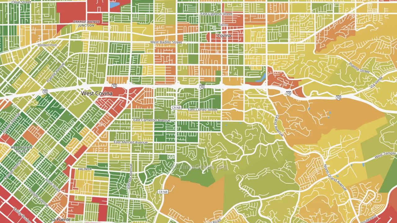 91791, CA Map of Drug-Related Crime Rates