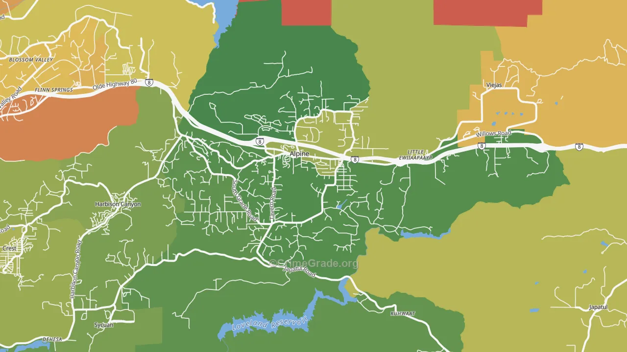 91901, CA Map of Drug-Related Crime Rates
