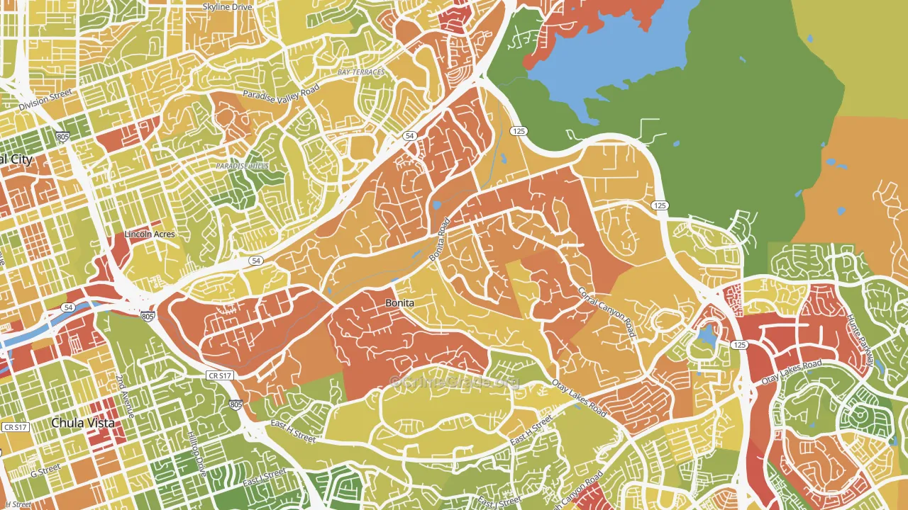 91902, CA Map of Drug-Related Crime Rates