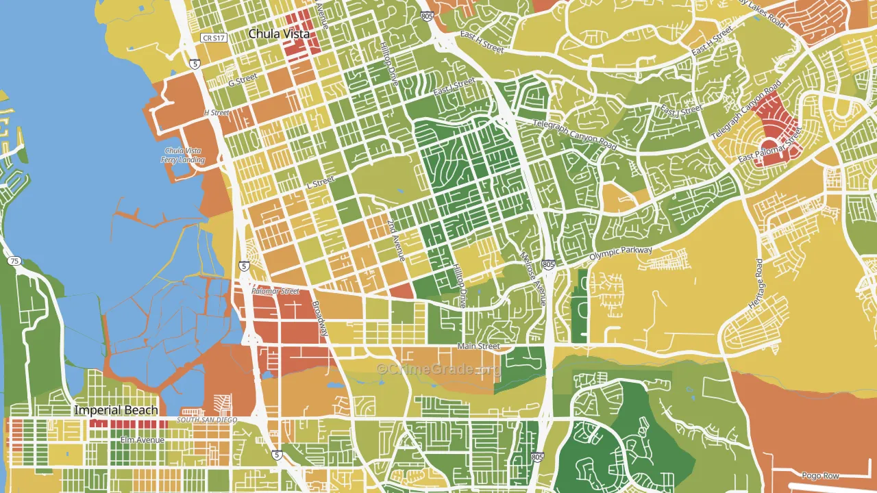 91911, CA Map of Drug-Related Crime Rates