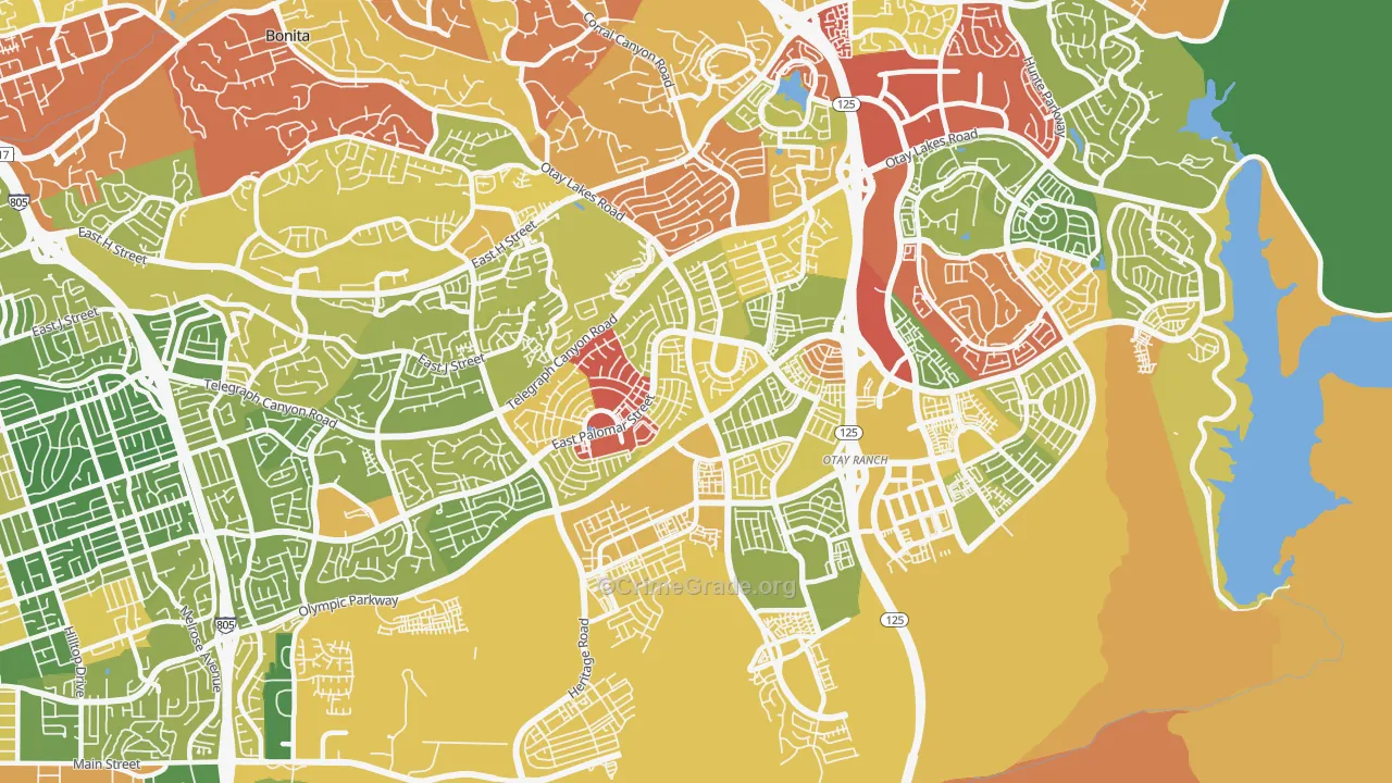 91913, CA Map of Drug-Related Crime Rates