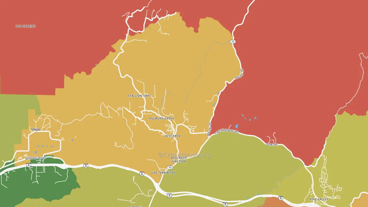 91916, CA Map of Drug-Related Crime Rates