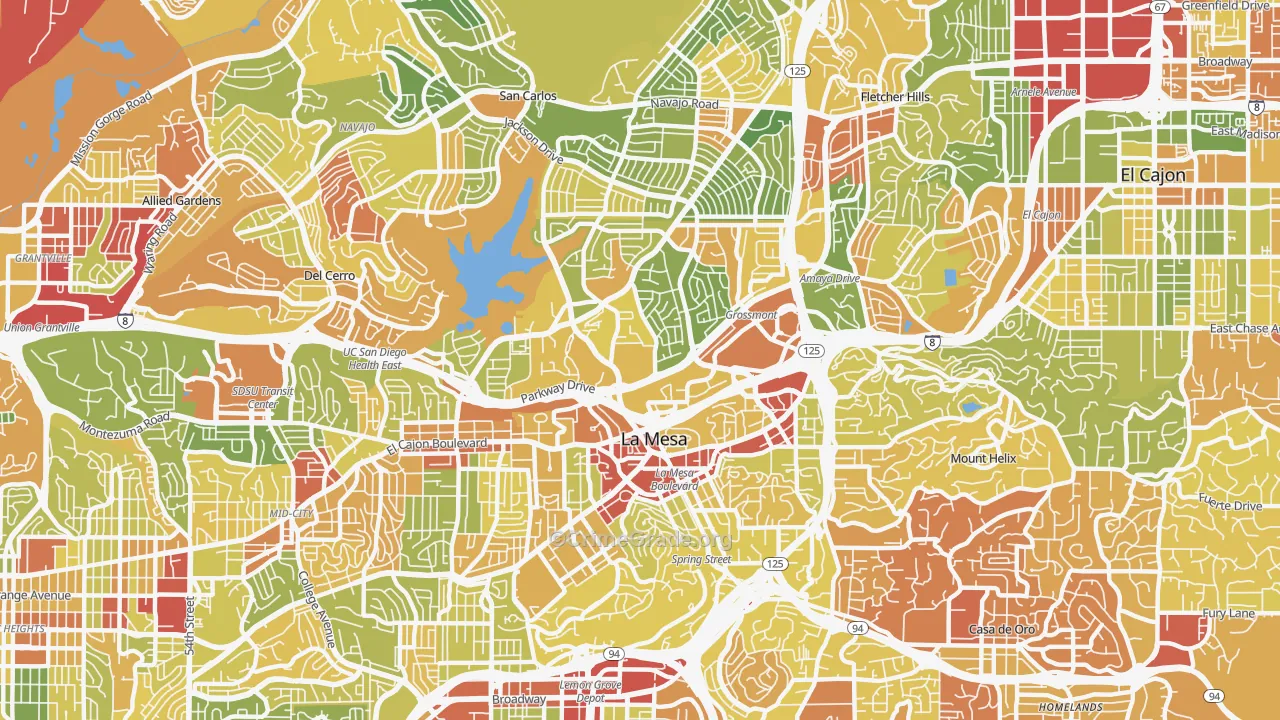91942, CA Map of Drug-Related Crime Rates