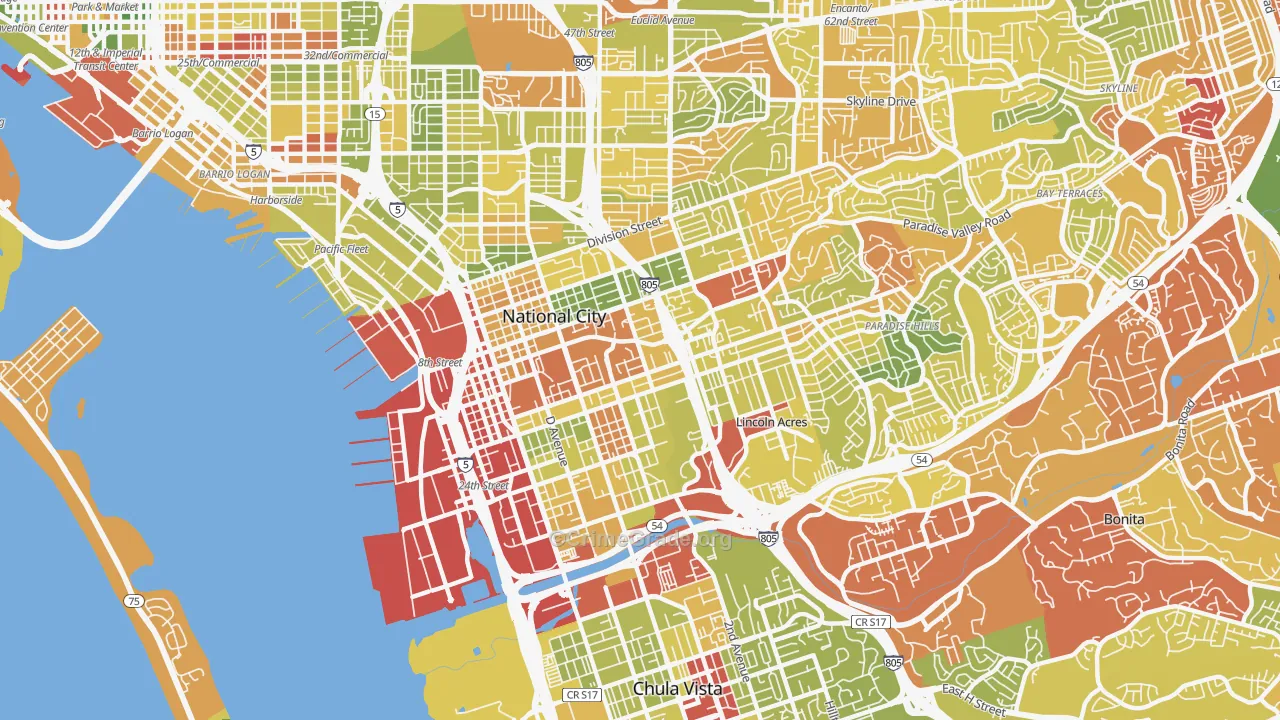91950, CA Map of Drug-Related Crime Rates