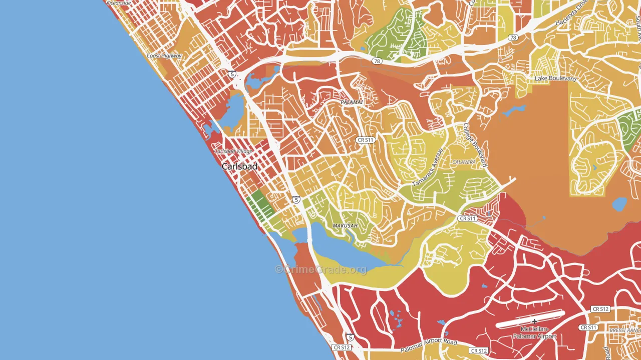 92008, CA Map of Drug-Related Crime Rates
