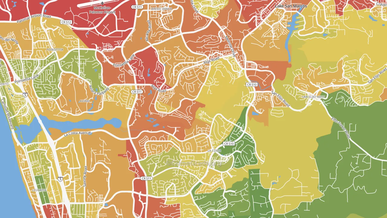 92009, CA Map of Drug-Related Crime Rates