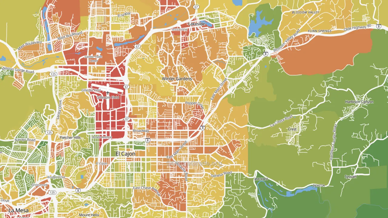 92021, CA Map of Drug-Related Crime Rates