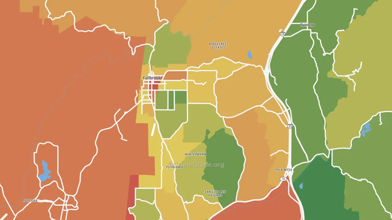 92028, CA Map of Drug-Related Crime Rates