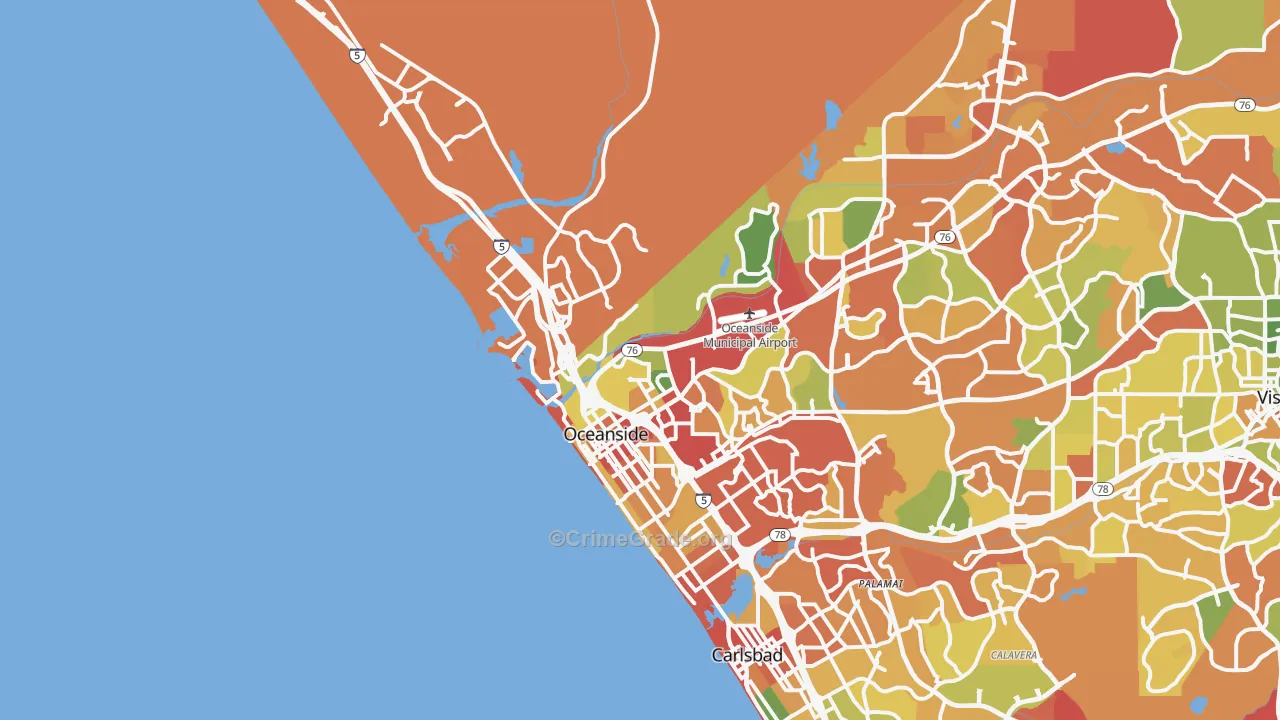 92054, CA Map of Drug-Related Crime Rates
