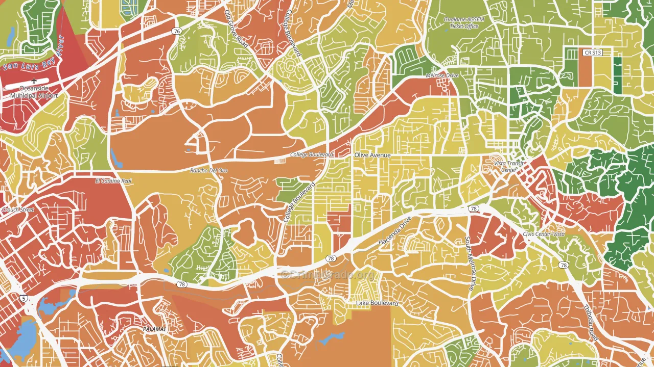 92056, CA Map of Drug-Related Crime Rates