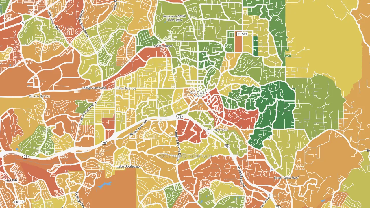 92083, CA Map of Drug-Related Crime Rates