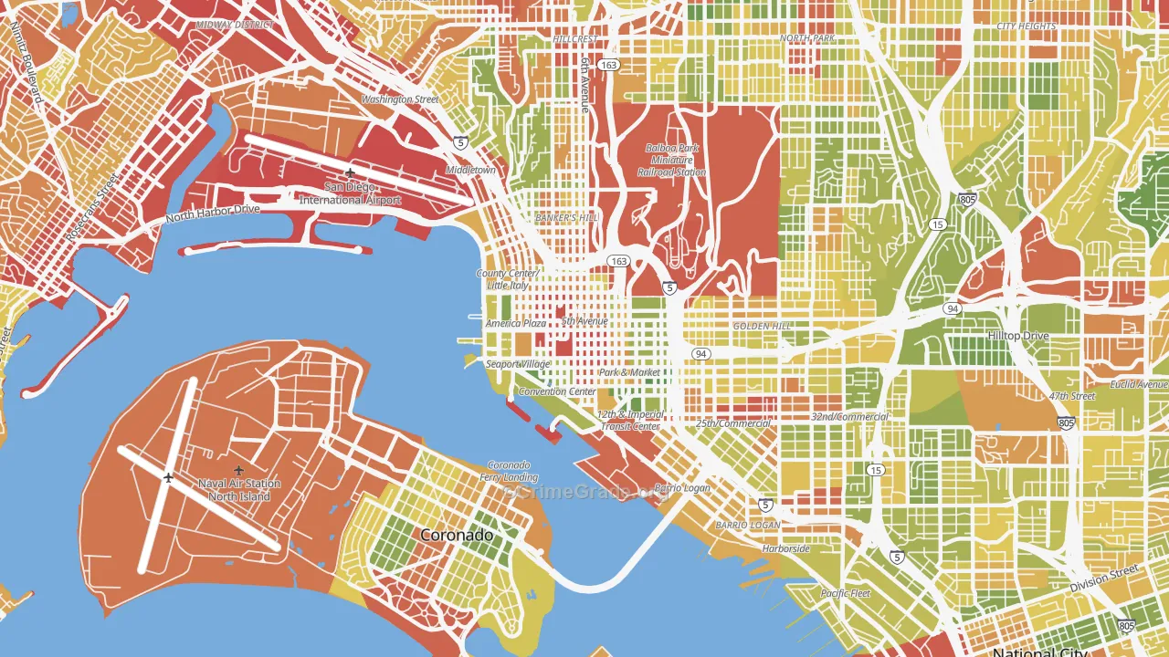 92101, CA Map of Drug-Related Crime Rates