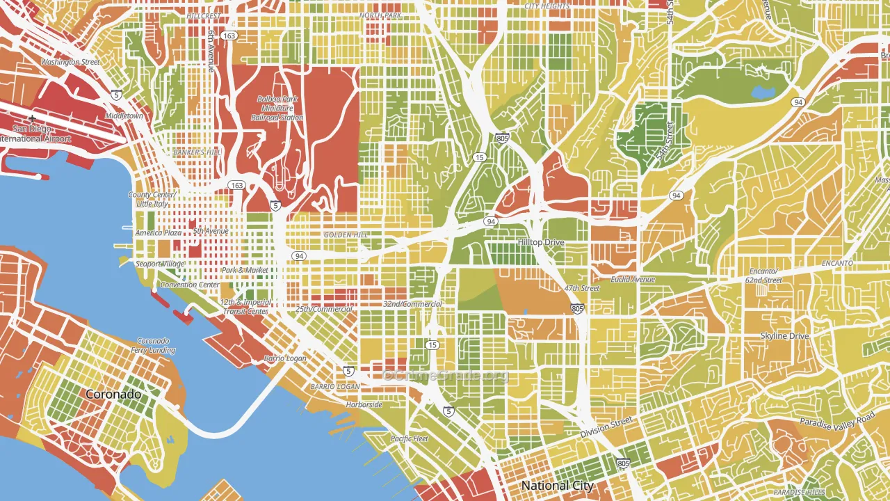 92102, CA Map of Drug-Related Crime Rates