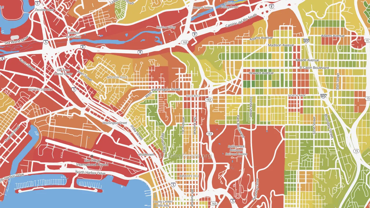 92103, CA Map of Drug-Related Crime Rates