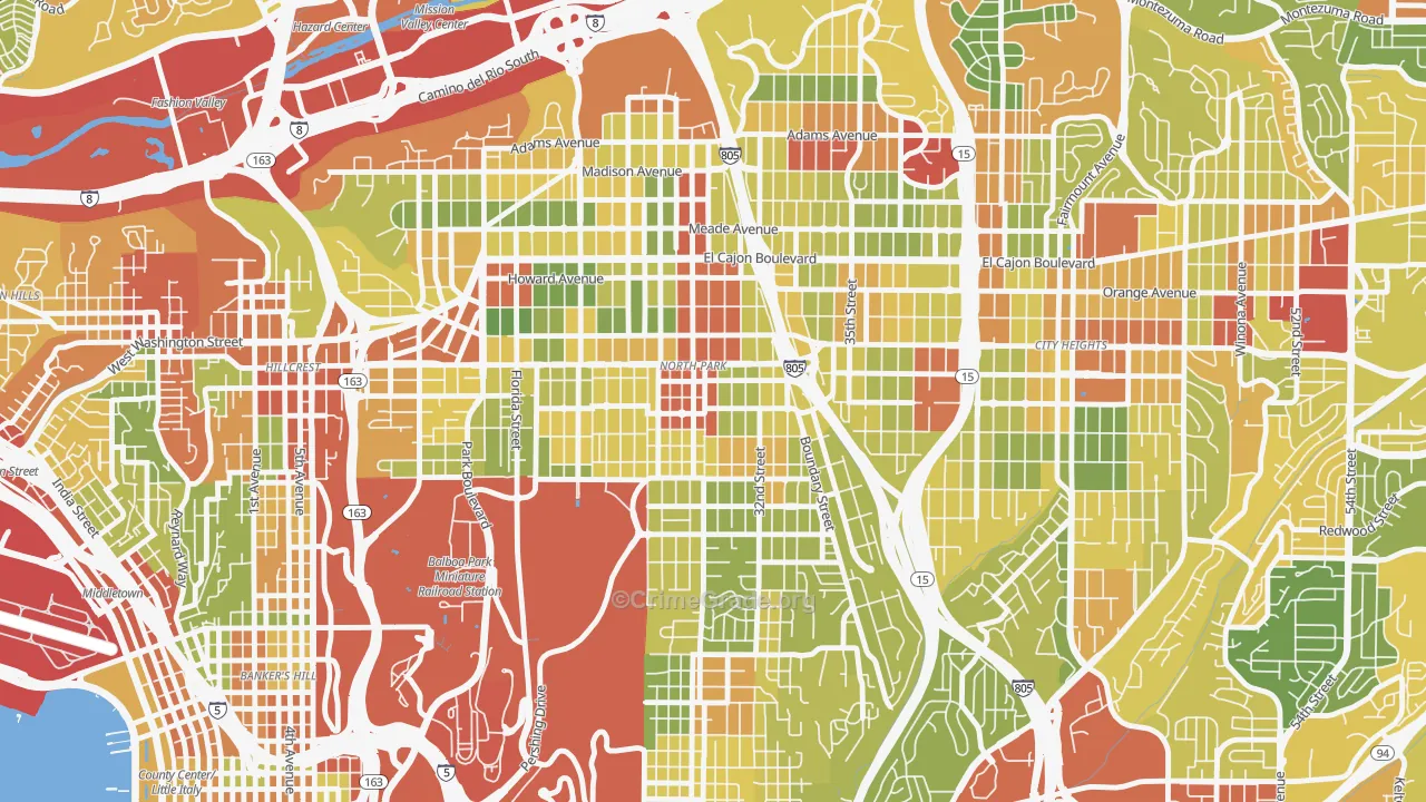 92104, CA Map of Drug-Related Crime Rates