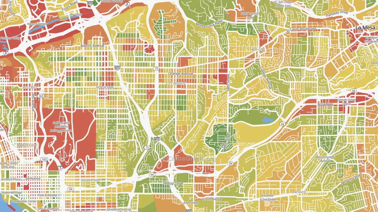 92105, CA Map of Drug-Related Crime Rates