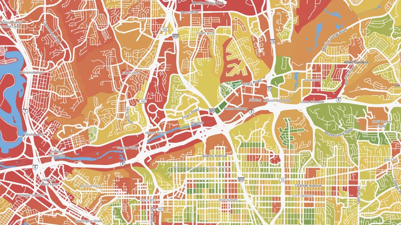 92108, CA Map of Drug-Related Crime Rates