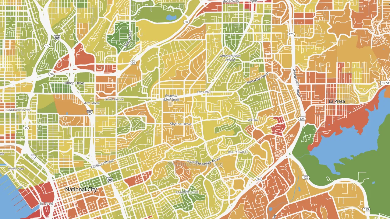 92114, CA Map of Drug-Related Crime Rates