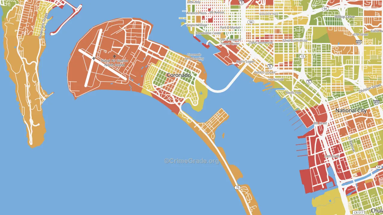 92118, CA Map of Drug-Related Crime Rates