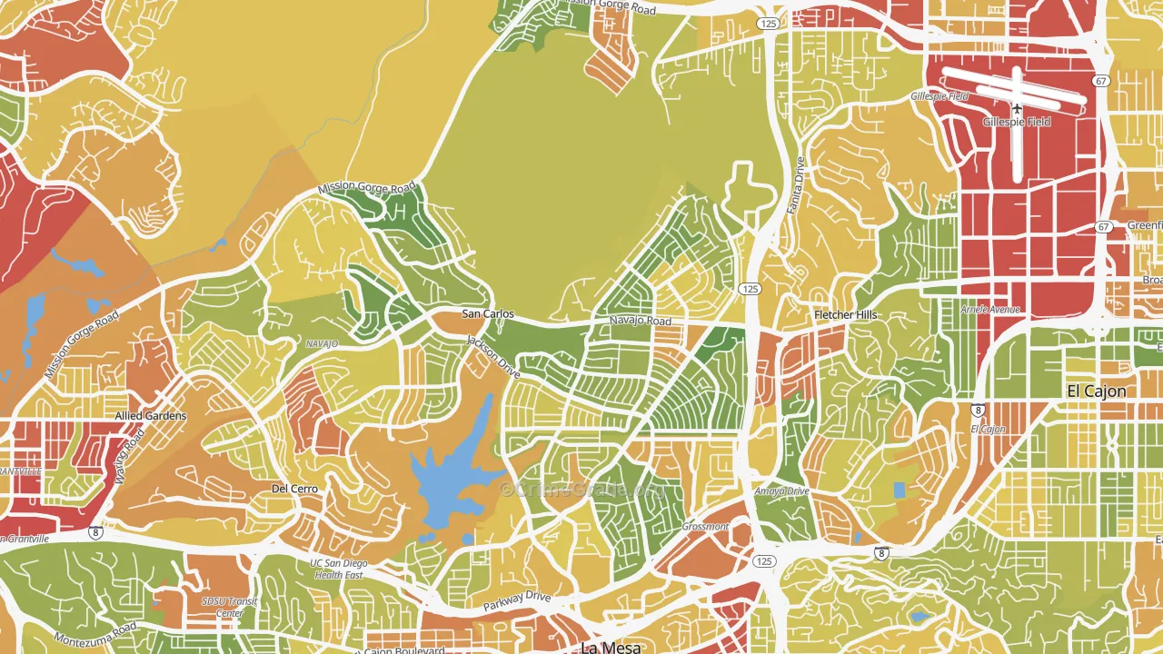 92119, CA Map of Drug-Related Crime Rates