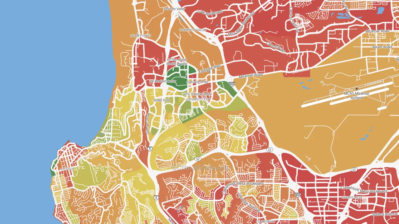 92122, CA Map of Drug-Related Crime Rates