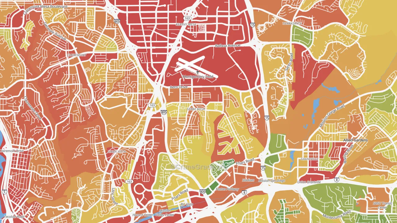 92123, CA Map of Drug-Related Crime Rates