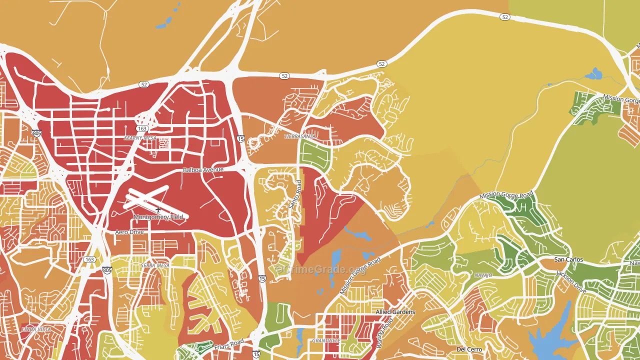 92124, CA Map of Drug-Related Crime Rates