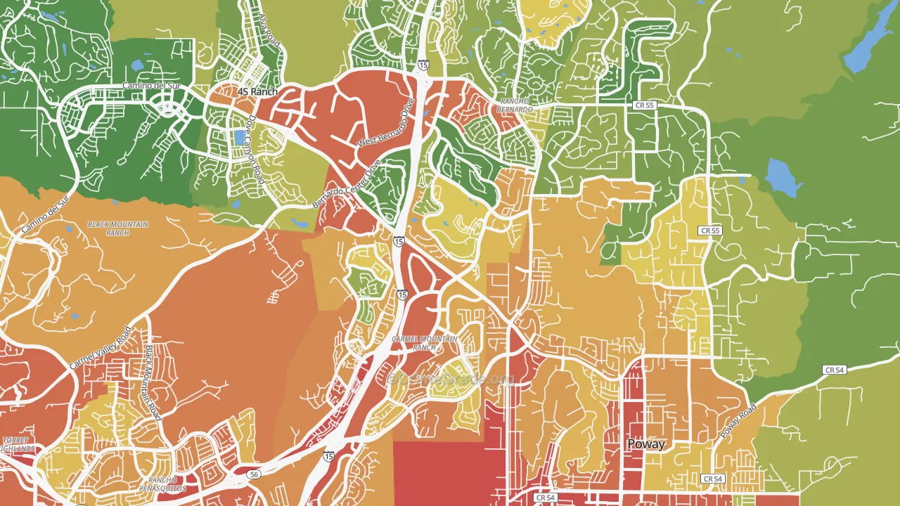 92128, CA Map of Drug-Related Crime Rates