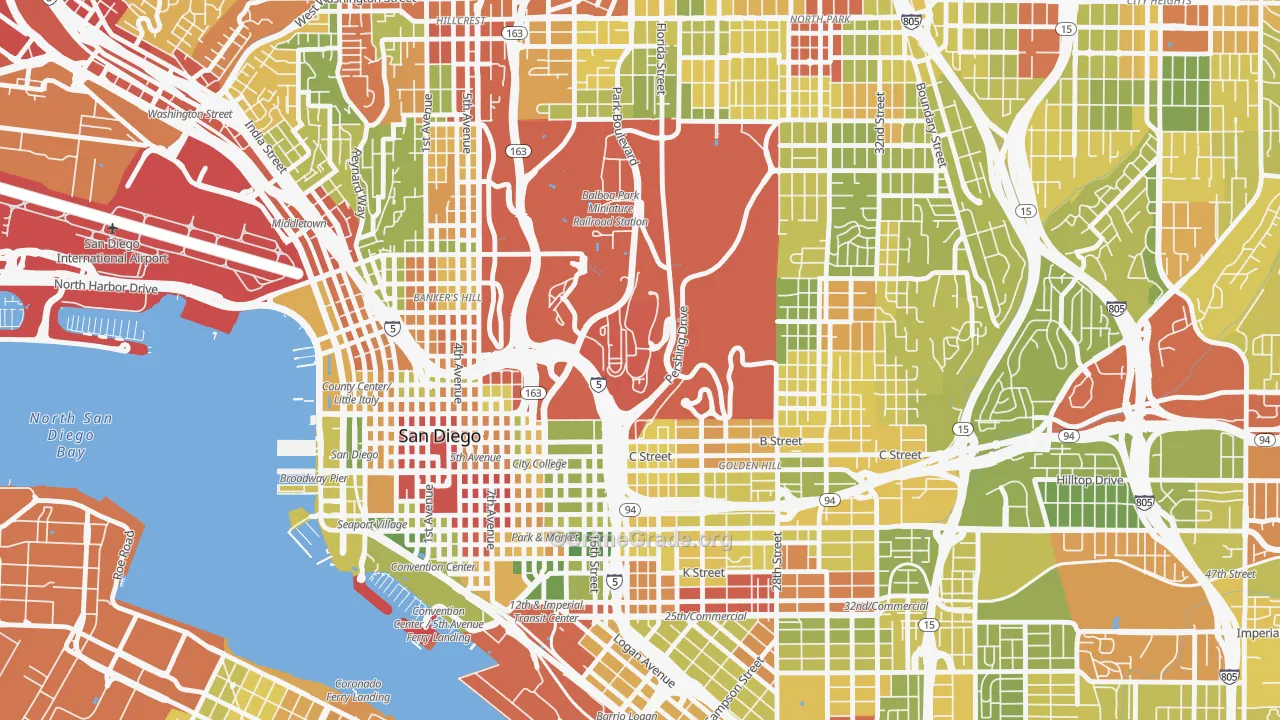 92134, CA Map of Drug-Related Crime Rates