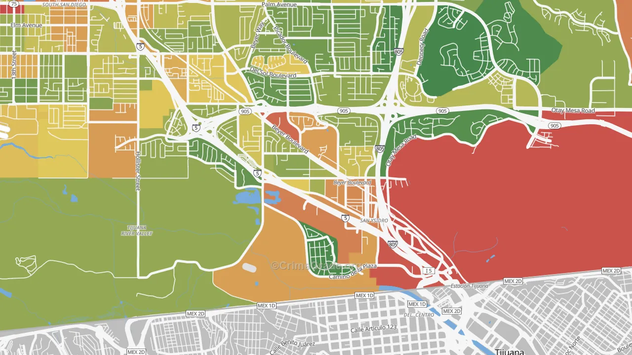 92173, CA Map of Drug-Related Crime Rates