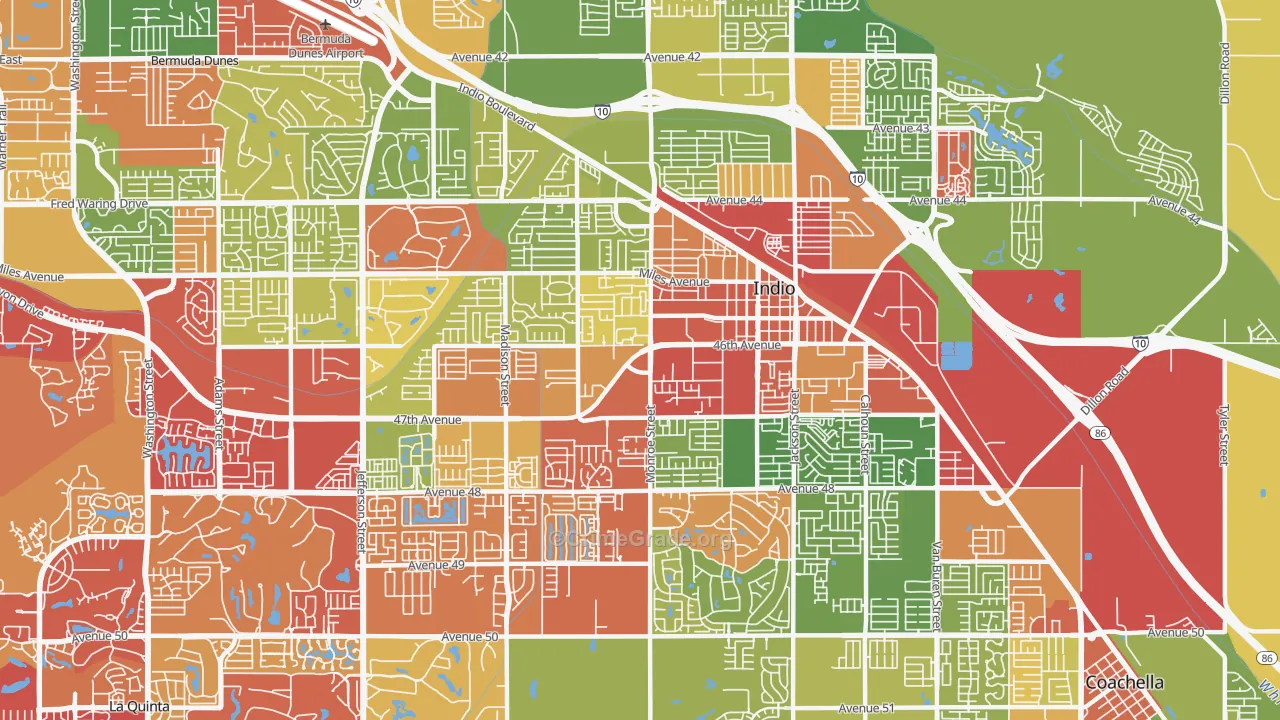 92201, CA Map of Drug-Related Crime Rates