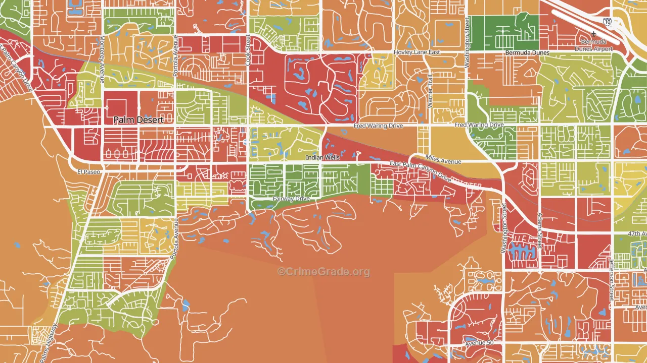 92210, CA Map of Drug-Related Crime Rates
